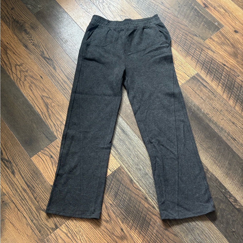 Forever 21 Charcoal Gray Knit Wide Leg Pants Elastic Band Women’s Size XL
